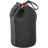 PATIKIL Camera Lens Bag - 3.7" x 7.1" Drawstring Lens Pouch with Thick Protective Neoprene, Case for DSLR Camera Lenses, Water-Resistant, Black, Orange