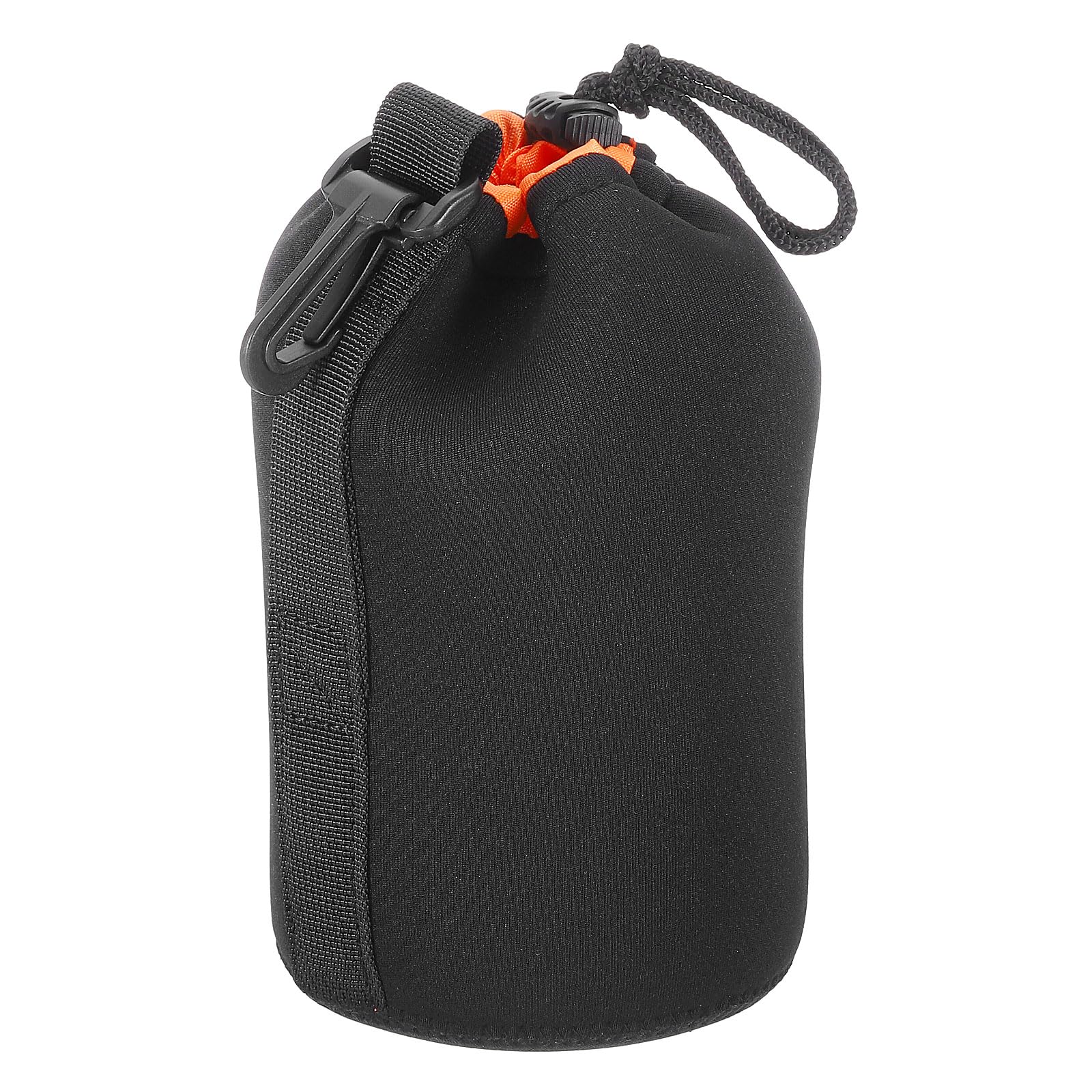 PATIKIL Camera Lens Bag, 1 Pcs 3.7" ID x 7.1" H Drawstring Lens Pouch with Thick Protective Neoprene, Lens Case for DSLR Camera Lens, Water Coffee Cups Black, Orange