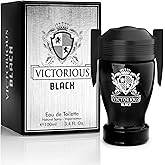 Victorious Black for Men Eau De Toilette 3.4 Fl Oz- Top Notes of Juicy Mandarin Orange & Grapefruit Blended with Sea Notes Base Notes of Ambergris, Guaiac Wood, Patchouli & Moss Elegant 100ml Bottle