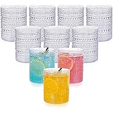 YOUBET 24PCS Plastic Hobnail Drinking Glasses - 14 Oz Clear Vintage Glasses Drinkware - Disposable Beaded Cups for Juice, Wine, Party