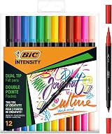 BIC Intensity Felt Tip Pens Dual Tip 12 Pack Fine Brush Tips view 1