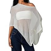 BHMAWSRT Womens Sheer Poncho Top Cute Lightweight See-through Shrug Pullover Beach Cover-up Tops