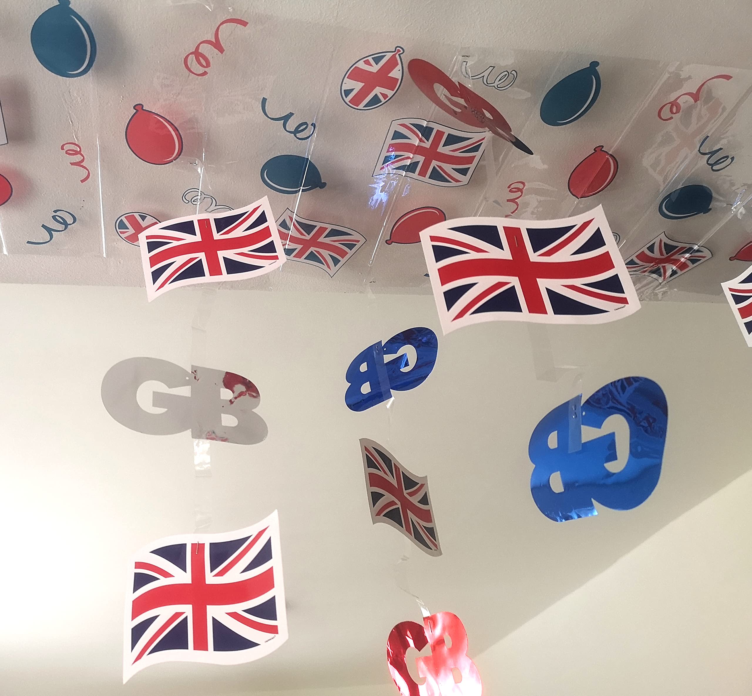 Queen Elizabeth Memory Banner Ceiling Decorations Union Jack Decoration for Ceiling Bunting Banner with Decorative Drops – 10ft long