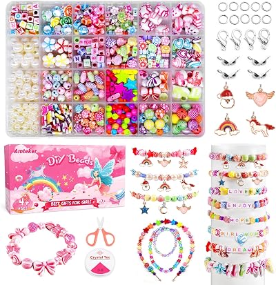 Amteker Bracelet Making Kit for Girls 550 Beads Unicorn Jewellery Craft Kit 24