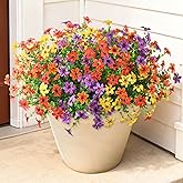 Artificial Flowers for Outdoors, 12 Bundles Multicolor Faux Silk Flower Spring Summer Decoration, Artificial Plants Fake Outdoor Flowers UV Resistant No Fade for Home Planter Porch Patio Yard Decor