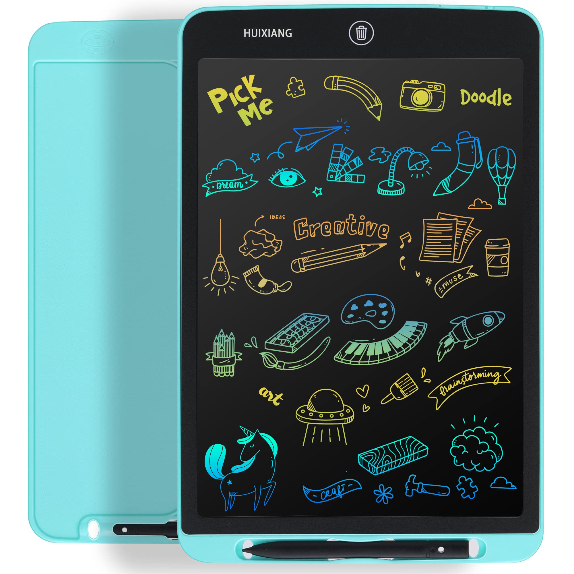 HUIXIANG LCD Writing Tablet 12 Inch Kids Colourful Drawing Board Erasable Electronic Doodle Scribble Pad Toy Gift for 3,4,5,6,7,8,9,10 Years Old Boys Girls (Blue) …