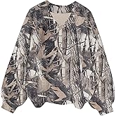 somzop Women Y2K Camo Sweatshirt V Neck Fleece Maple Leaf Print Long Sleeve Drop Shoulder Oversized Pullover Top Fall Outfit