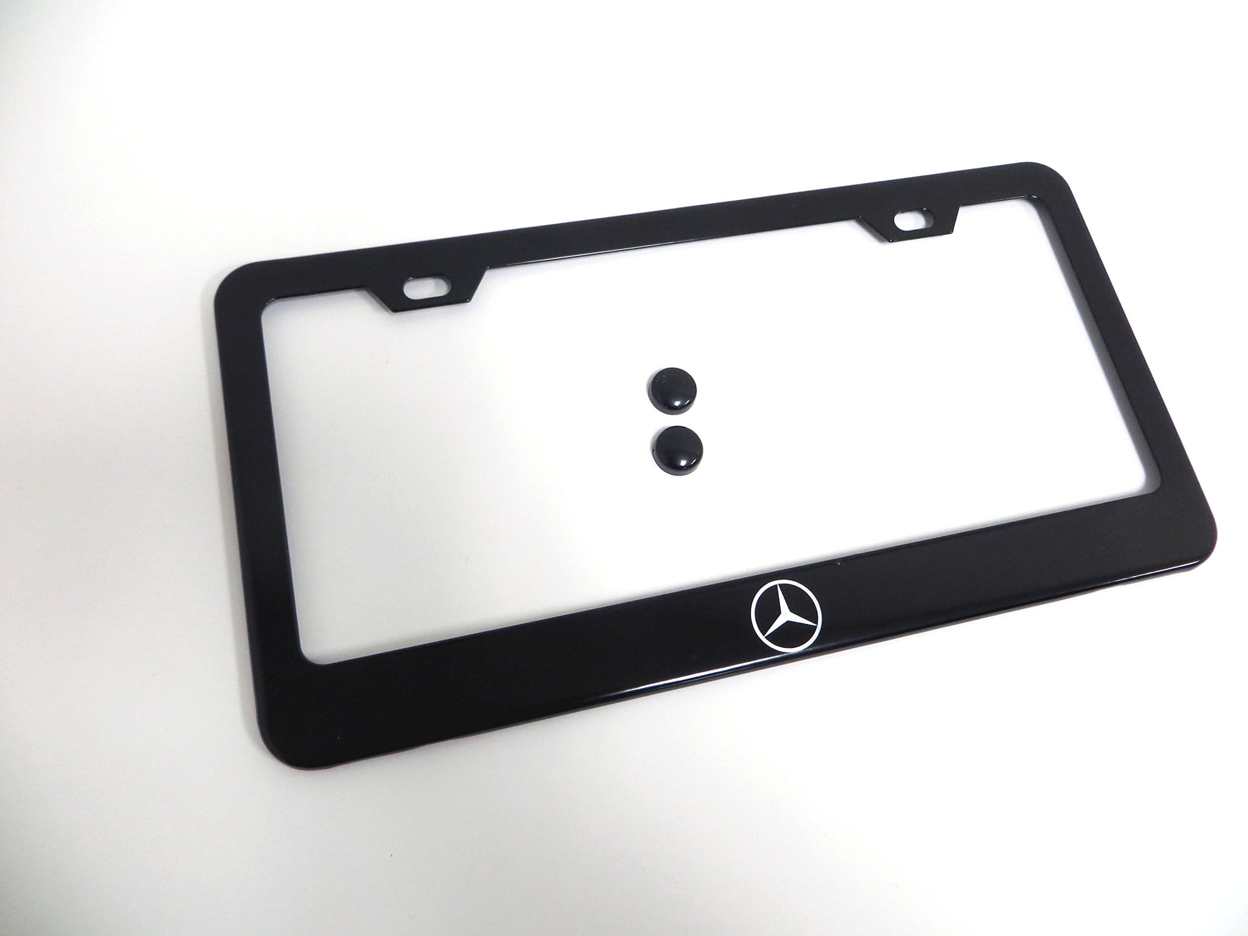 Deepro 1 pc Mercedes-Benz Logo Black Metal License Plate Frame