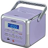 Jensen&reg; CD-660 Portable Retro Boom Box CD Player Bluetooth Digital Home Music System with MP3, USB/AUX Input, FM Radio, Stereo Speakers - Purple Limited Edition