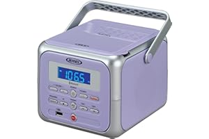 Jensen CD-660 Portable Stereo CD Player Boombox with Bluetooth | FM Radio | USB | Aux-in Headphone Jack | CD-R/RW MP3 Playback | (Lavender Purple)
