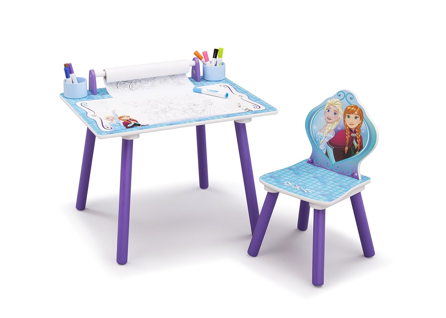 Delta Children TT FZ Bureau avec Rouleau de Coloriage Intégré Motif La Reine des Neiges Bois Bleu 59 69 x 44 45 x 43 18 cm Amazon Cuisine & Maison