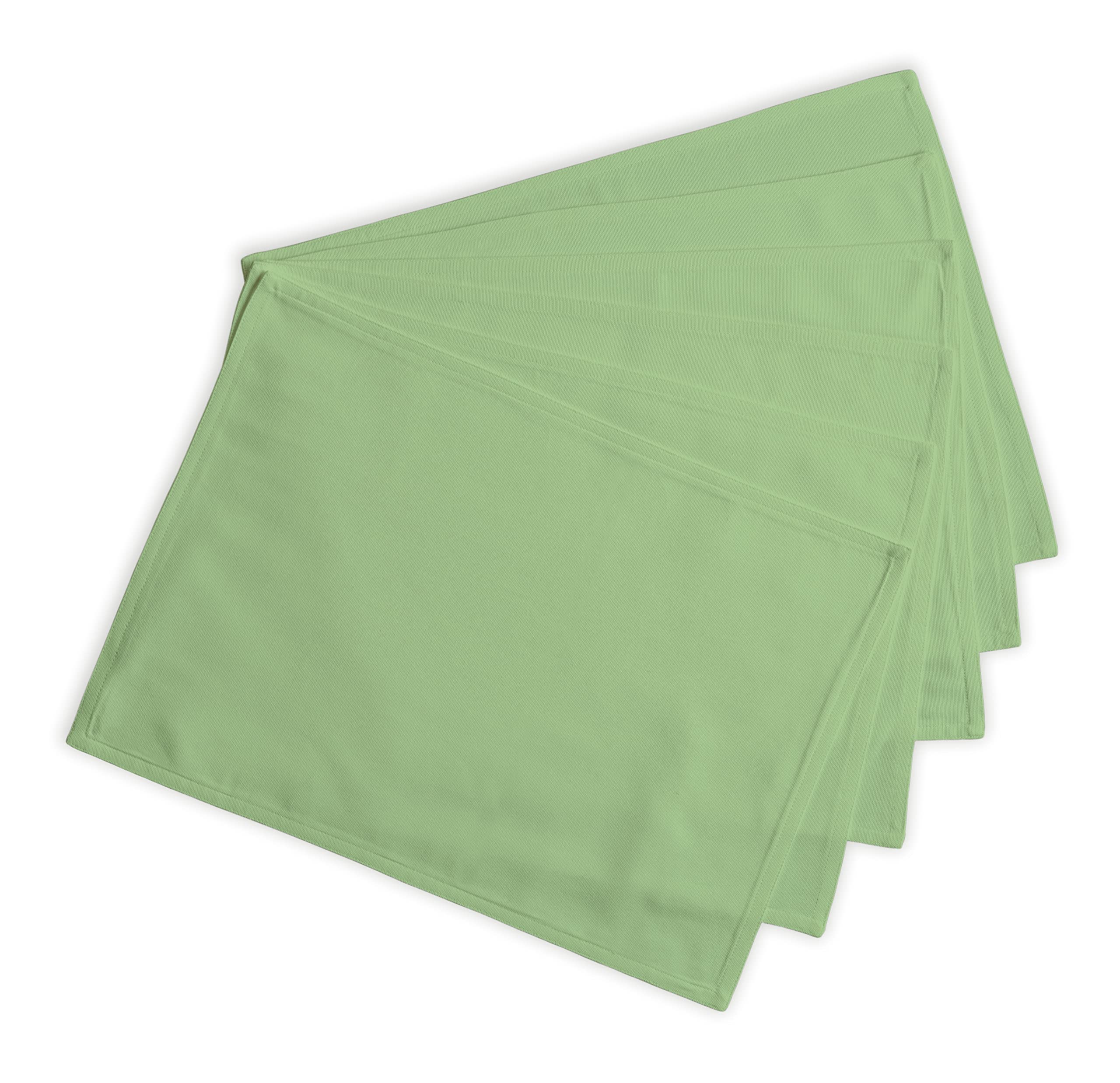 Cloth Placemats Calicot 100% Cotton Set of 6 Washable 13x19 Inches Table Placemats|Reusable Kitchen Dining Table Mat for Wedding Spring Easter Decor, Indoor & Outdoor Party Decor|Basil Green