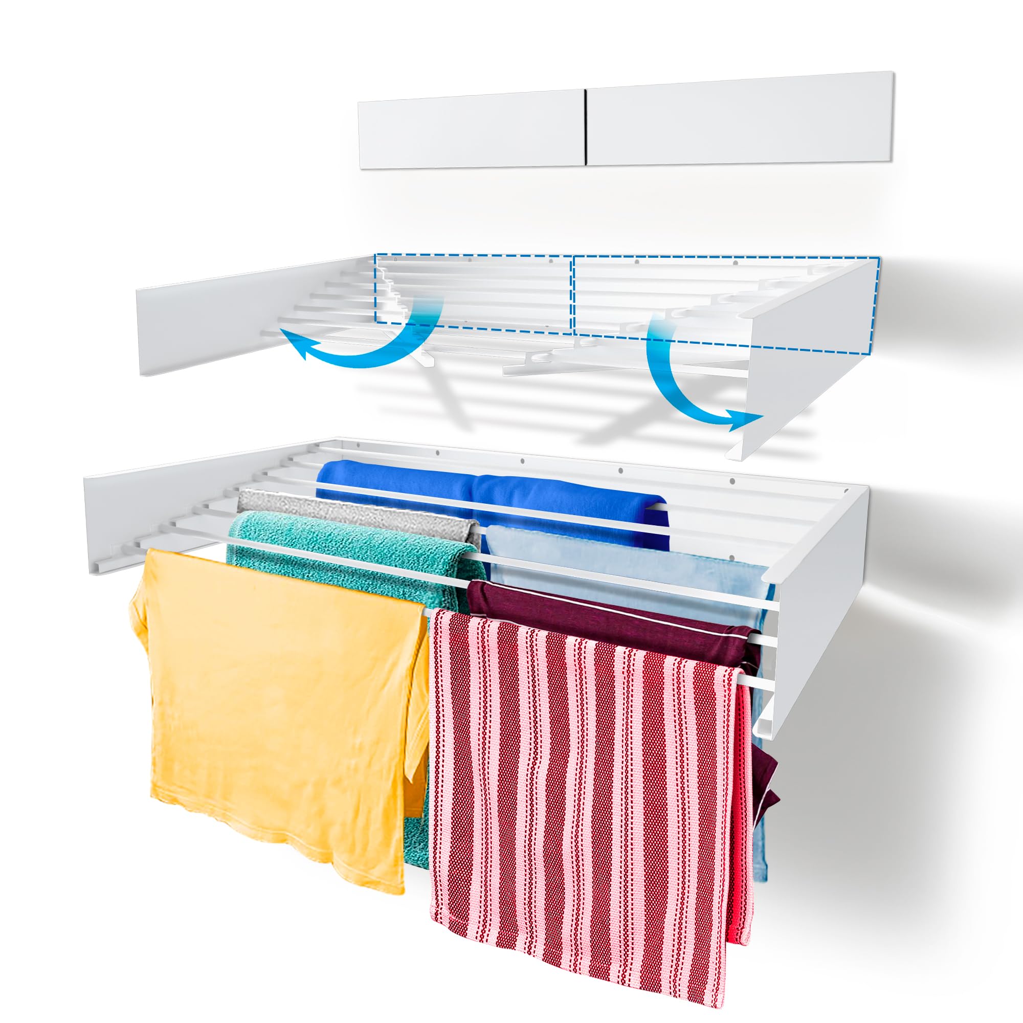 Step Up Laundry Drying Rack Airer - Indoor or Outdoor – Space Saver Compact Sleek Design, 8.4 metres line (120 cm White)…