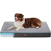 Bedsure Memory Foam Dog Beds Large Sized Dog, Orthopedic Crate Pads, 35x22 | Dual-layer Foam Mat for Optimal Support,Comfy Plush Flannel Fleece Pet Pillow , Removable Washable Cover, Nonslip Bottom，Grey