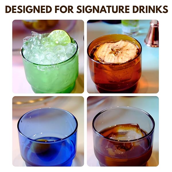 ELEMENT LABS BODEGA GLASSES SET – STACKABLE BOROSILICATE GLASS CUPS – FOR WINE COCKTAILS MOCKTAILS – MODERN BARWARE GIFT – LIGHTWEIGHT DURABLE DISHWASHER SAFE (SMALL, 8OZ)