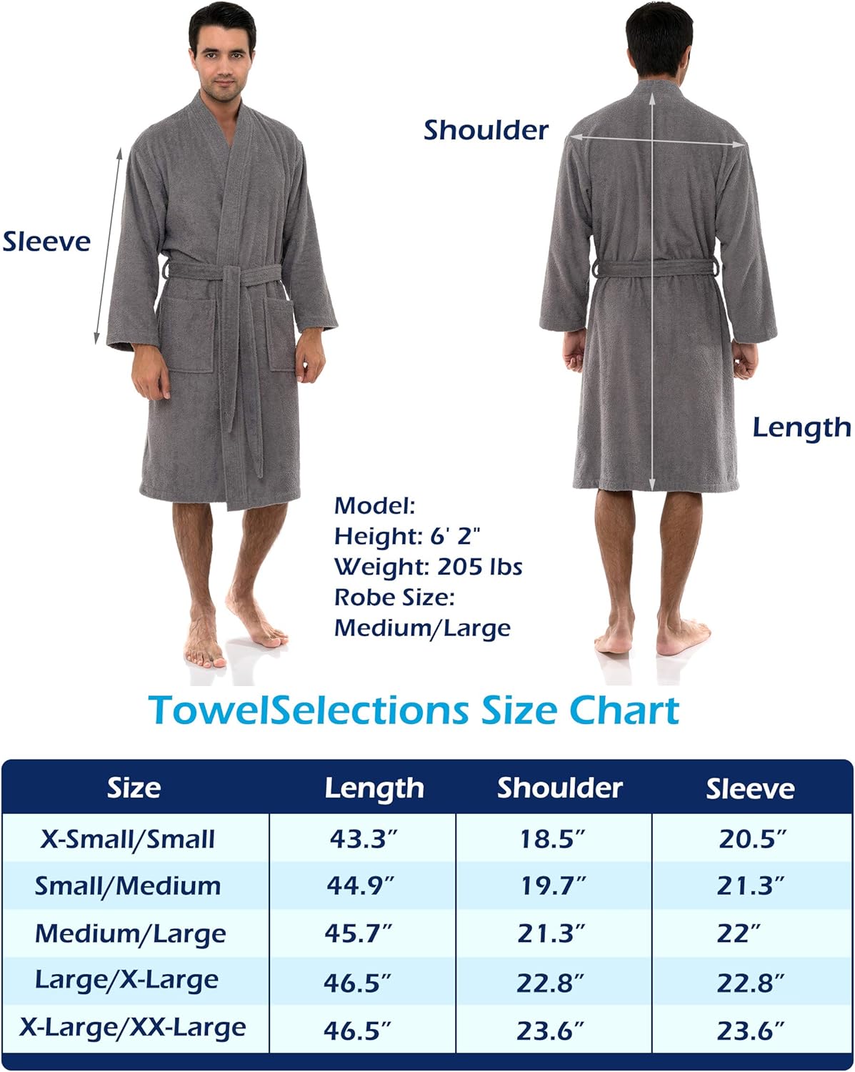 TowelSelections Men’s Robe, Turkish Cotton Terry Kimono Bathrobe at  Men’s Clothing store