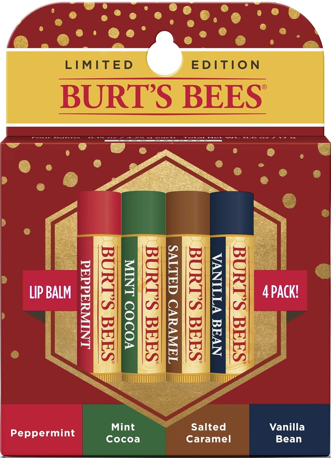 Burt's Bees Seasonal Lip Balm Holiday 4 Pack Mint Cocoa