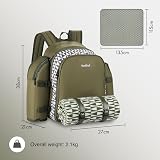 VonShef Picnic Backpack 4 Person Green with Complete Dining Set & Blanket view 7