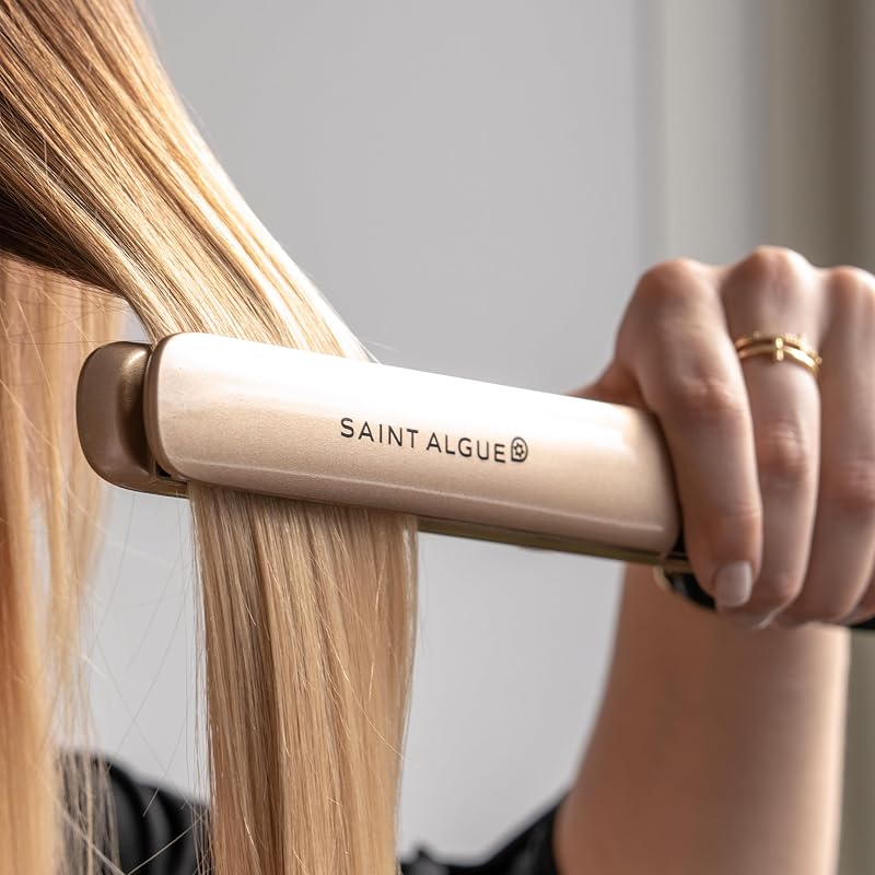 SAINT ALGUE Alisador GOLD - Alisado desde raíz, placas finas cerámica y turmalina, temperatura 150-230°C, para cabello liso a ondulado, diseño ergonómico y profesional. — foto 5 de 7