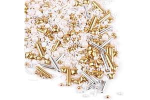 COBAKEY Gold Sprinkles for Cake Decorating 3.5 Ounces, Edible Gold White Silver Sprinkles for Cupcake Topper, Cookiess, Perfect for Wedding, New Year’S Eve Party