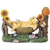 Afirst Solar Garden Outdoor Dog Statues Resin Figurine with Solar Lights Statue Decorations for Lawn, Patio, Balcony, Yard Ornament Mother's Day Gifts,Golden Retriever