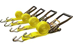 MJM CARGO 4 Pack 2" x15' Ratchet Strap Tie Down 5000LB J Hook