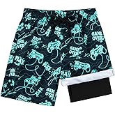 Lovekider 5-16 Years Boys Swim Trunks with Compression Liner Waterproof Quick Dry Swimwear Bathing Suits