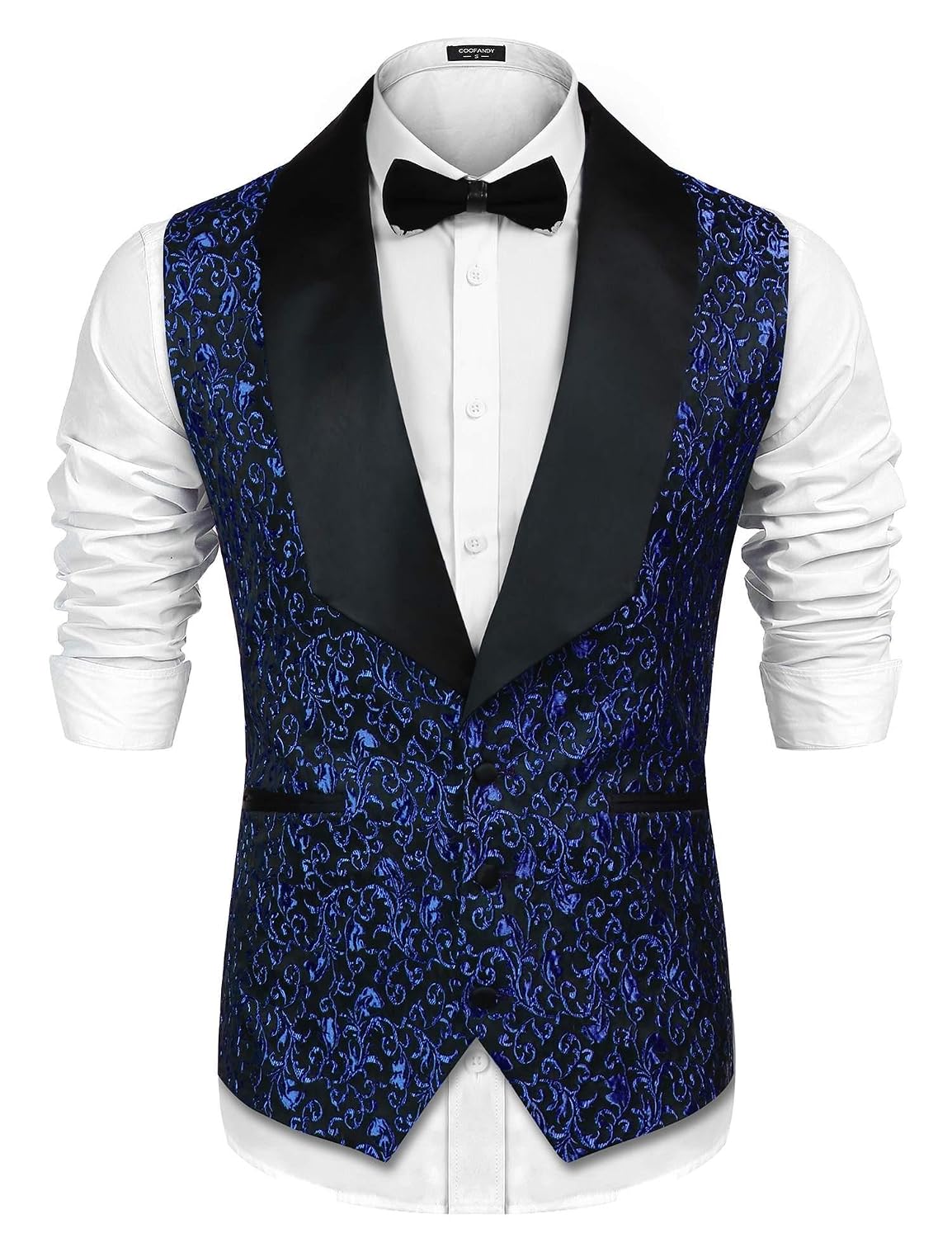 COOFANDY Men Floral Party Tuxedo Vest VNeck Lapel Dress Suit Vest