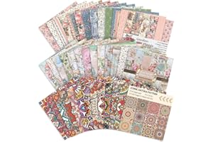72 Sheets Scrapbooking Paper Pad 160GSM 15x15cm Decorative Scrapbook Paper Pack Journaling Paper Supplies Patterned Cardstock