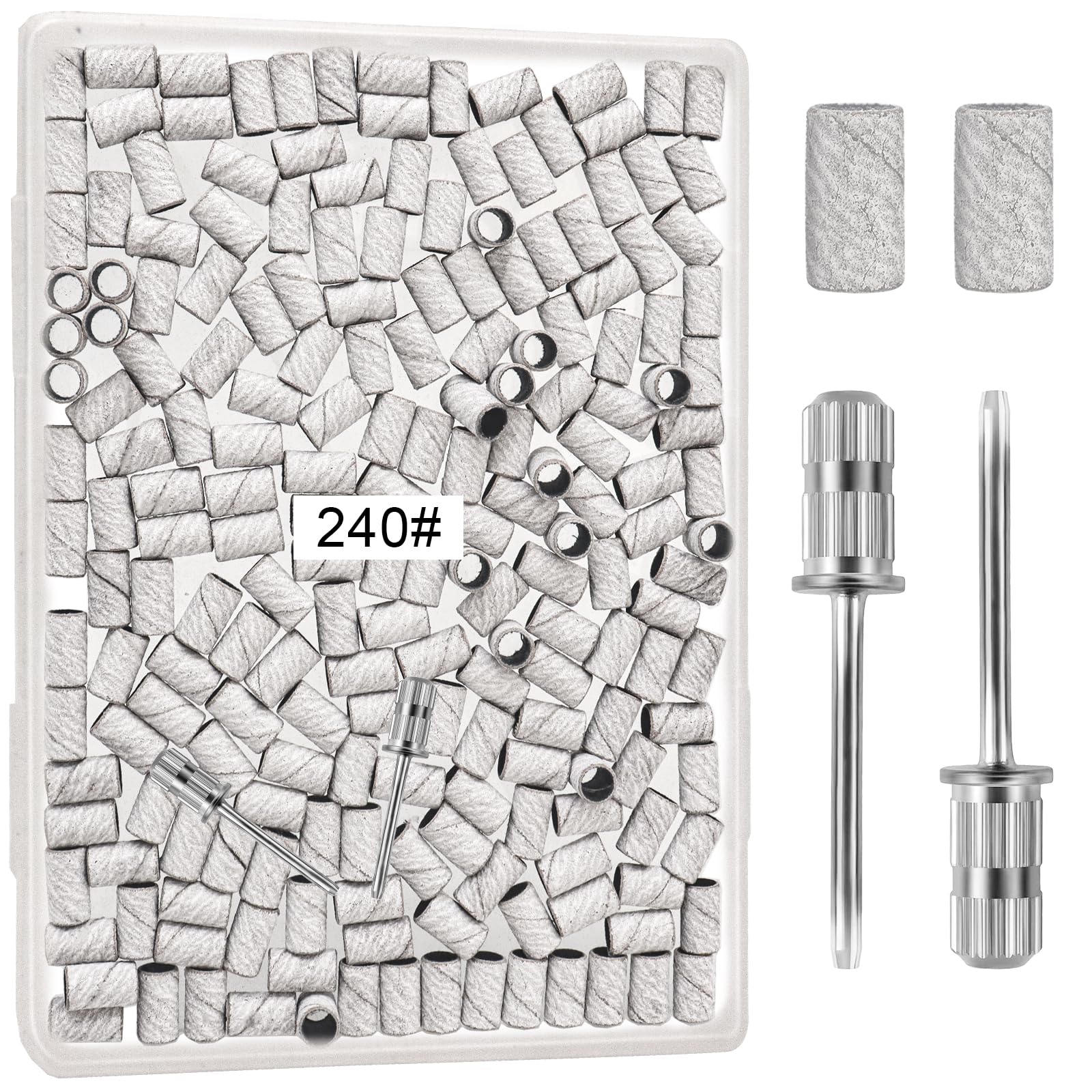 200pc 240 Grit Nail Sanding Bands for Manicures & Pedicure, White