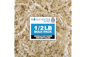 MAGICWATER SUPPLY MagicWater Crinkle Cut Paper for Gift Baskets - 1/2 LB - Light Ivory - Perfect for Shredded Paper Filler, Basket Filler, Gift Boxes, Bridesmaid Gifts, Halloween Stuffers – Ideal for All Occasions