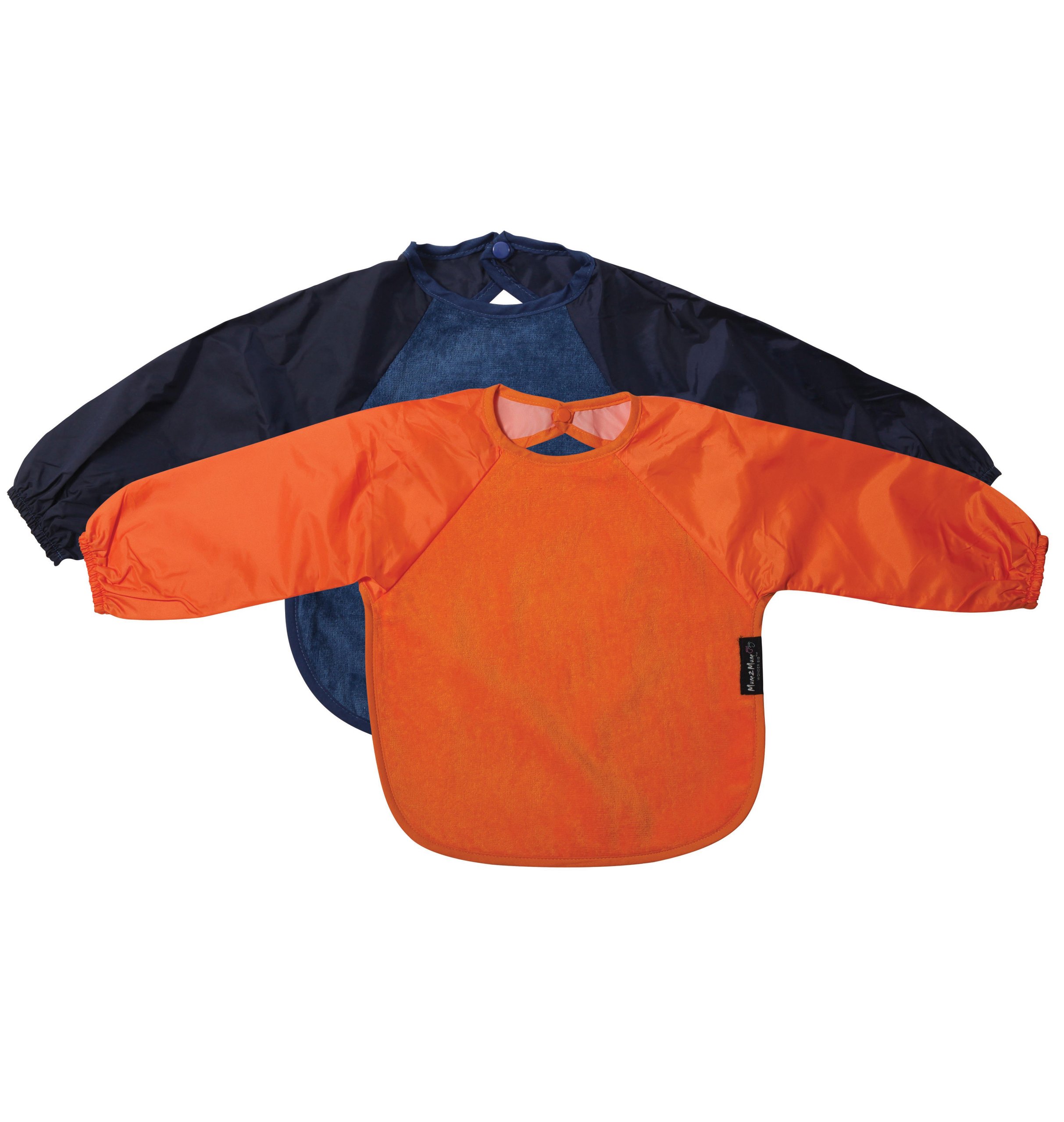 Sleeved Wonder Bib, Sz Small, 2 pack - Orange / Navy