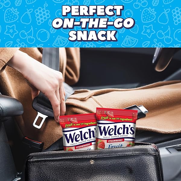 WELCH’S FRUIT SNACKS, STRAWBERRY, PERFECT FOR SCHOOL LUNCHES, SHARING SIZE BAGS, 5 OZ