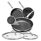 Non Stick Frying Pans Set with 2 Lid, Hybrid Pans