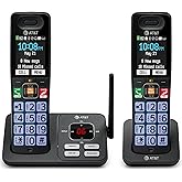 AT&amp;T 2 Handsets Cordless Phone with Answering System &mdash; BL108-2 | Large Display and Big Buttons, Flashlight, Smart Call Blocker, Bluetooth Connect to Cell, Caller ID, 22-Min Answering Machine