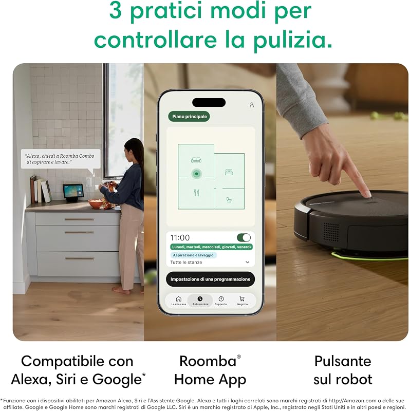 Roomba® 115 Combo robot aspirapolvere lavapavimenti, 15.000 Pa