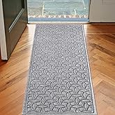 WaterHog Durable Entryway Door Mat - Indoor/Outdoor, Slip Resistant, Low Profile, Water-Trapping Floor Covering for Front Door, House Entrance, Easy to Clean, Ellipse Collection, Medium Grey, 2' x 5'