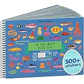 Ocean 500+ Kids Sticker Book by Cupkin Toddler Airplane Travel Activity Coloring and Sticker Book, 12 Coloring Pages 12 Scenes for Children's of 2-8 Years, Easter Gifts for Kids