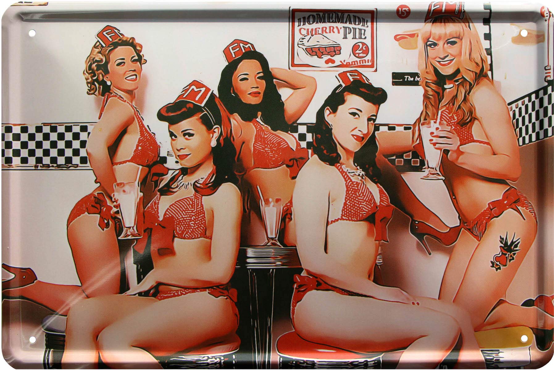 Diner Girls Pin Up 20 x 30 cm Decorative Tin Sign 817