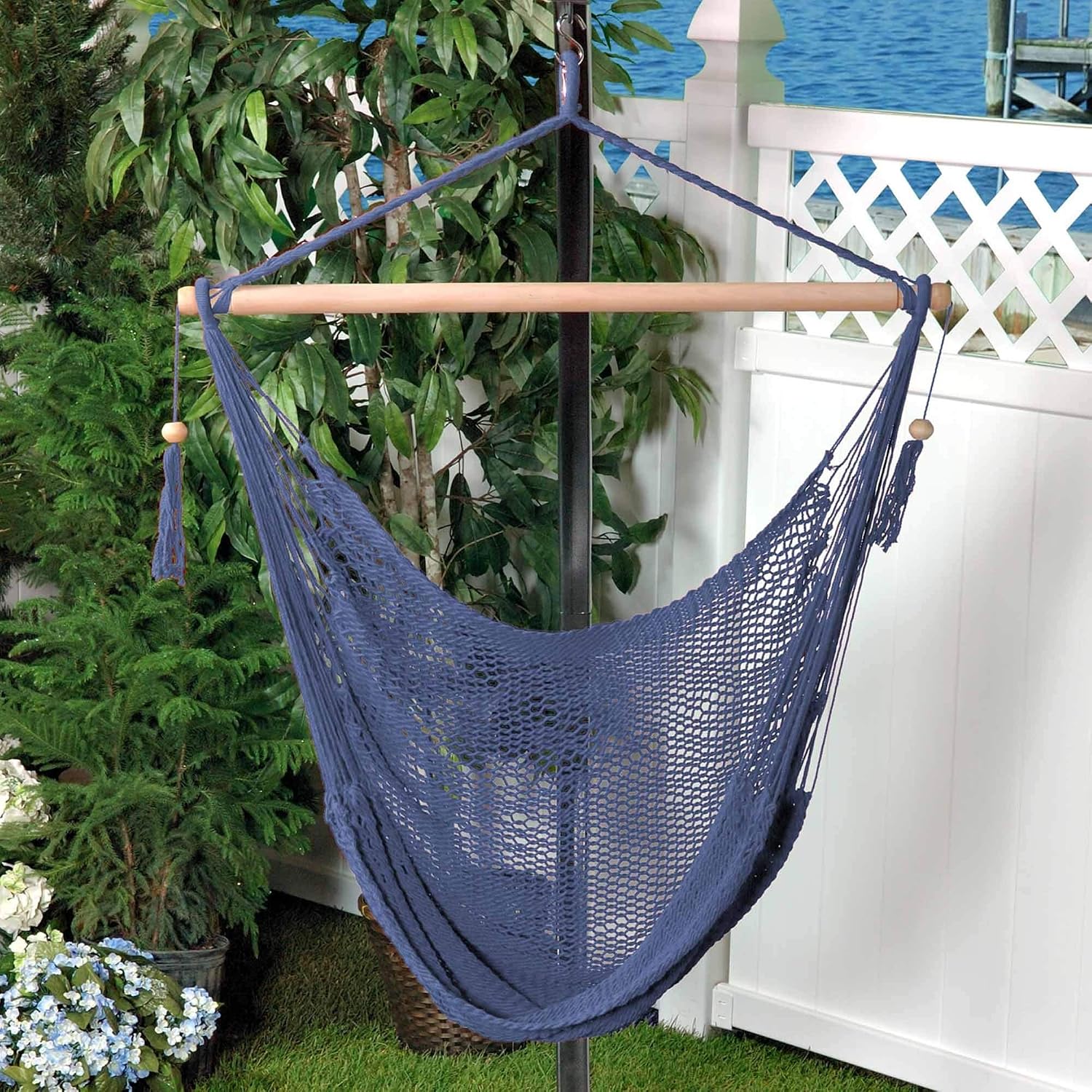 Black Bliss Hammocks Bhc 412bk Island Rope Hammock Chair Patio Furniture Accessories Patio