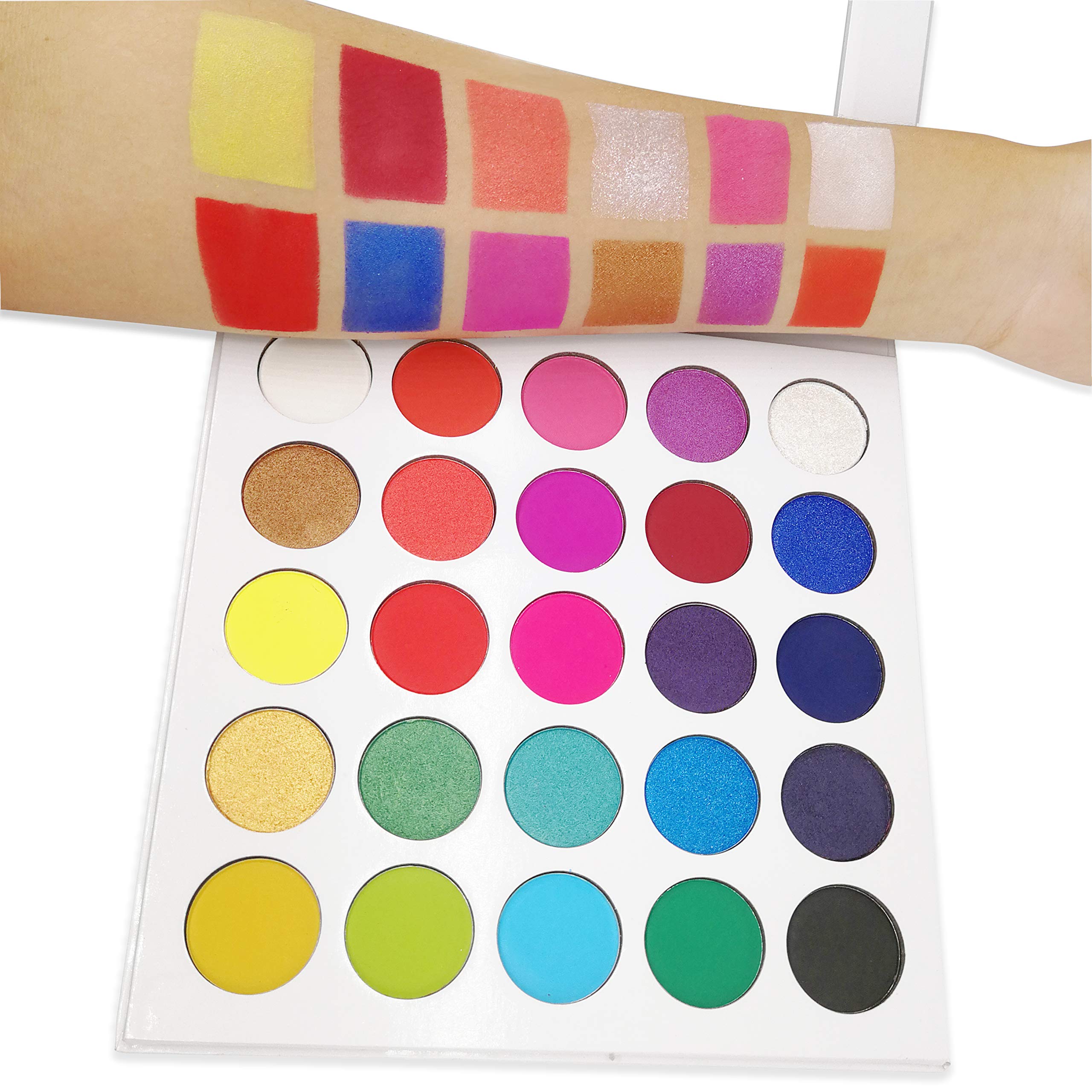 Rainbow Eyeshadow Palette,Professional 25 Color Highly Pigmented Matte Shimmer Eye Shadow Neon Powder Long Lasting Bright Shades Waterproof Cosmetics Set（25M）