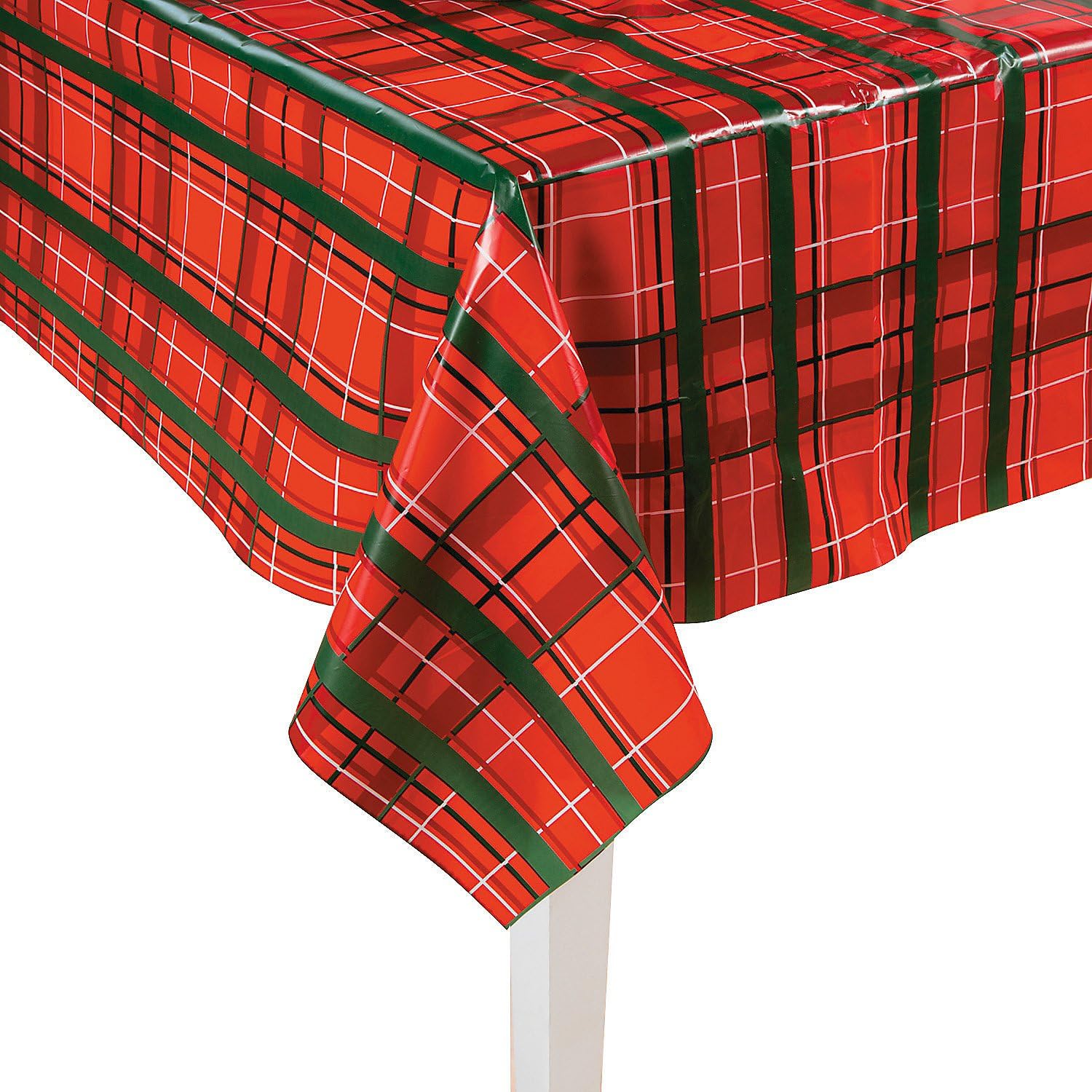 Red and Green Christmas Plaid Tablecloth Roll (100 feet