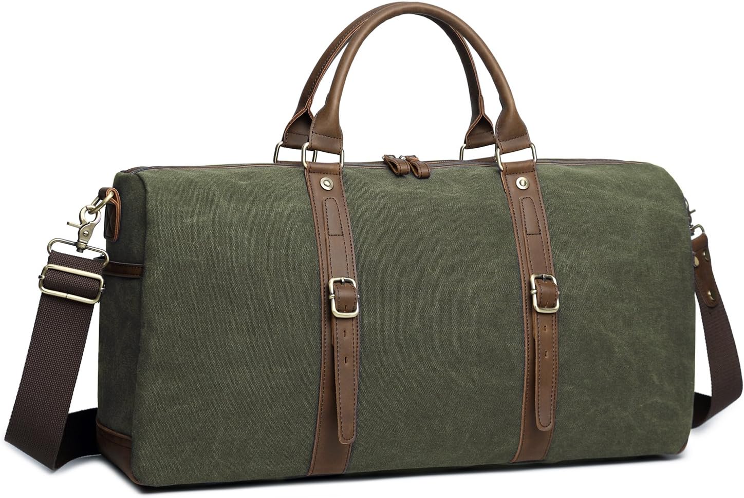 EverVanz Oversized Holdall Travel Duffel Canvas Leather Trim Tote Shoulder Unisex Handbag Cabin Weekend Bag