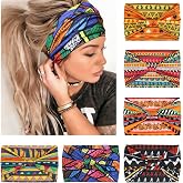 Loiluliy Wide Headbands for Women Knotted Hairbands - Boho African Head Wraps & Yoga Workout Hair Scarfs - Elastic Stretch Hair Accessories (6 Pcs)