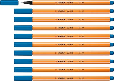 STABILO point 88 Fineliner Pack of 10 Light Blue 0.4mm Hexagonal