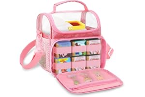 LoDrid Travel Carrying Case Compatible with Little Tikes Story Dream Machine Starter Set, Storage Bag with Handle and Shoulder Strap for Characters and Books, Pink, Case Only