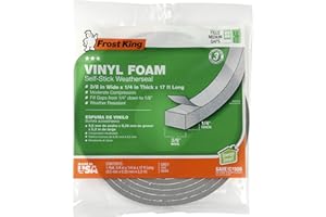 Frost King V734H Vinyl Foam Tape - Closed Cell - Moderate Compression, 3/4" W, 1/2" Thick, 10' L, Grey,Gray