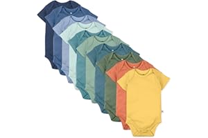 Honestbaby 10-Pack Short Sleeve Bodysuits One-Piece 100% Organic Cotton for Infant Baby Boys, Girls, Unisex