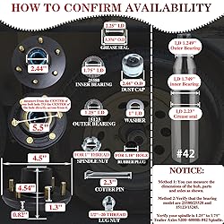 LUXTRKSTO 1 Set 6 on 5.5'' Trailer Hub Kit for