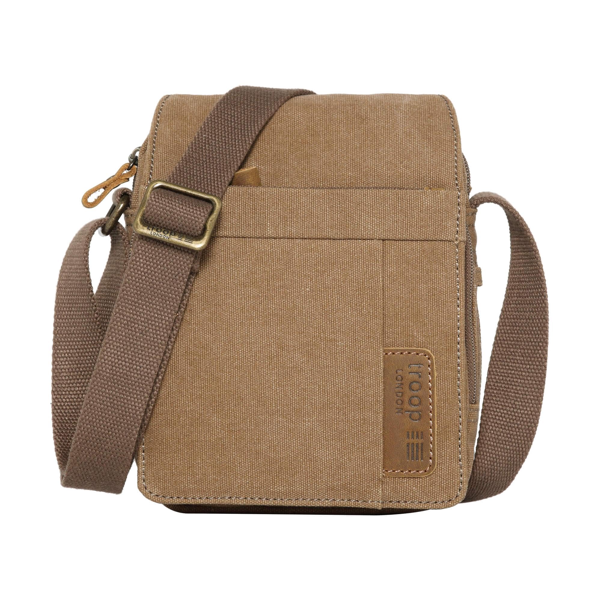 Troop London TRP0220 Classic Canvas Across Body Bag Brown